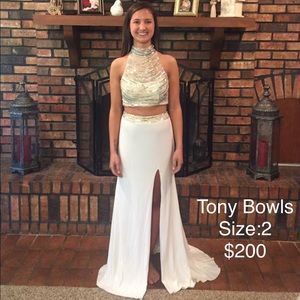 White 2-Piece Tony Bowls Formal Dress